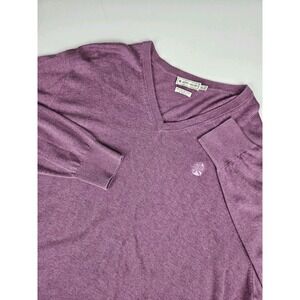 Peter Millar Men's V Neck Silk/Cashmere/Cotton Long Sleeve Sweater Purple XL